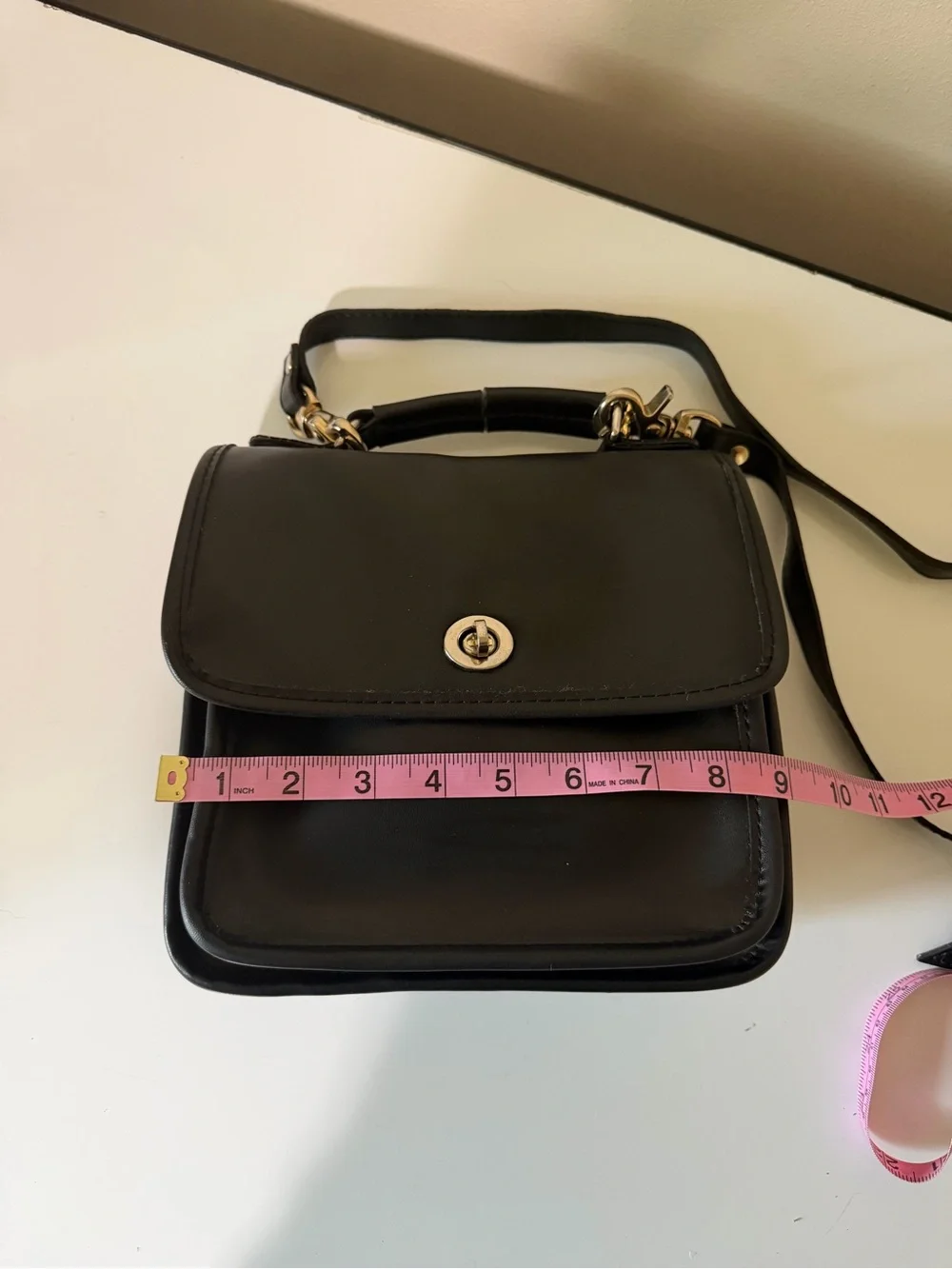 Vintage Coach Black Leather Pocket Bag - Made in the USA